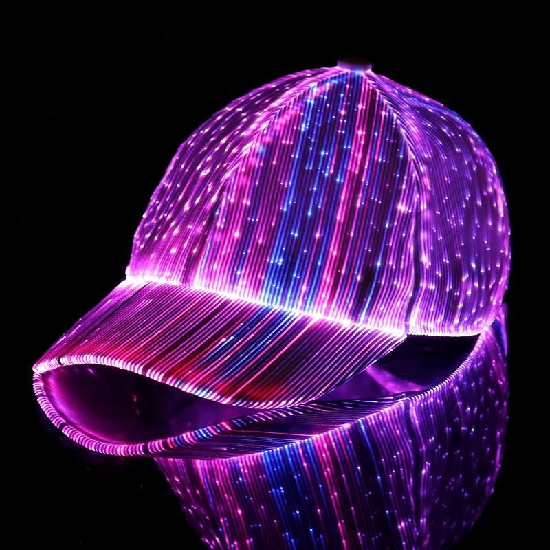 Hot Selling New LED Fiber Optic Light-Up Hat, Bar Party Glow Baseball Cap, Hip-Hop Couple Flashing Hat