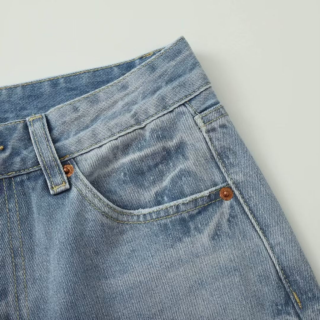 Spring And Autumn New Casual Wide-leg Mid-waist Straight Jeans For Women