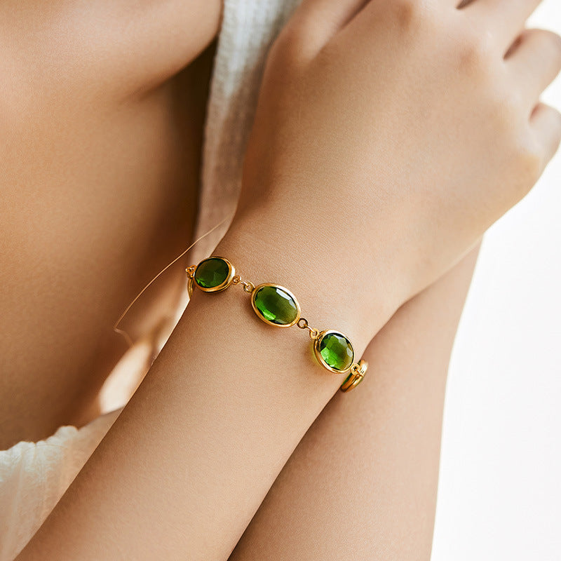 Embroidered Glass Material Light Luxury Temperament Bracelet