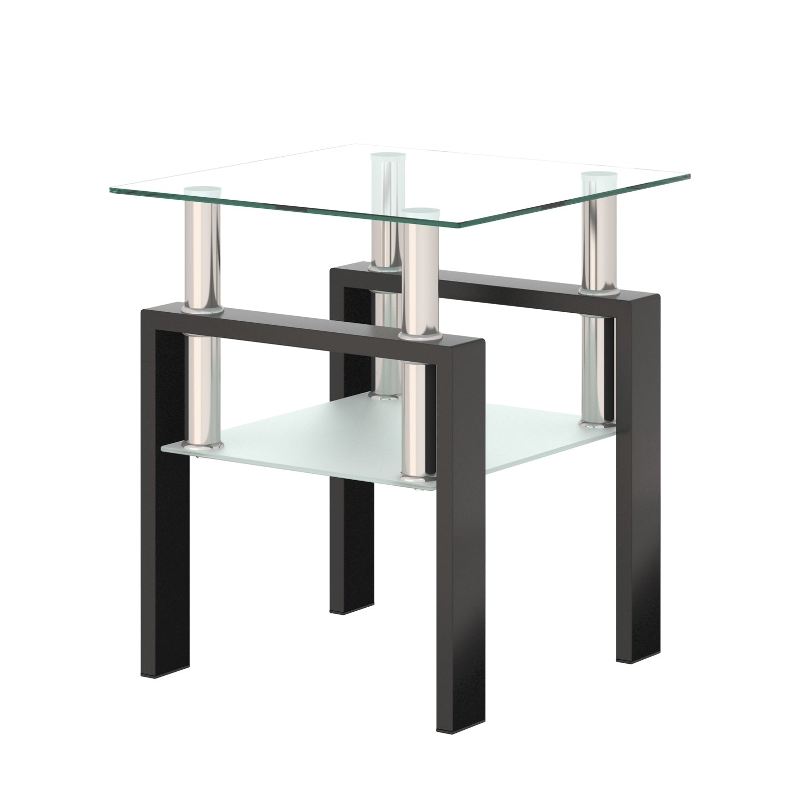 1-Piece Modern Tempered Glass Tea Coffee Table, Square For Living Room