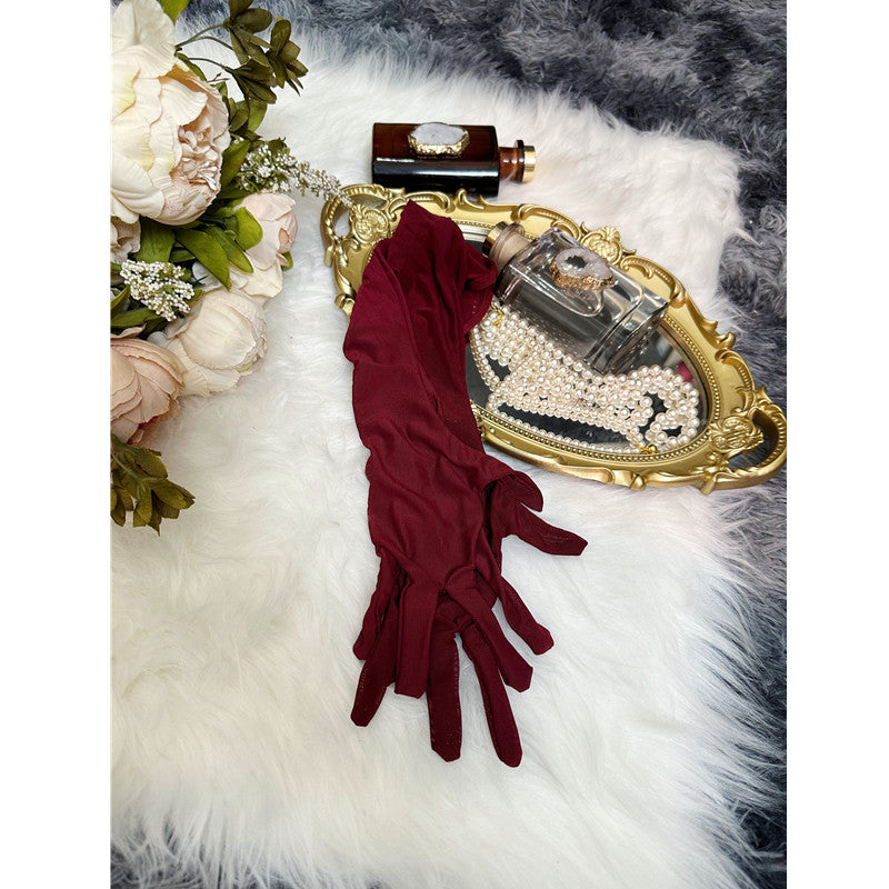 Purple Breathable Lace Sexy 55cm Gloves