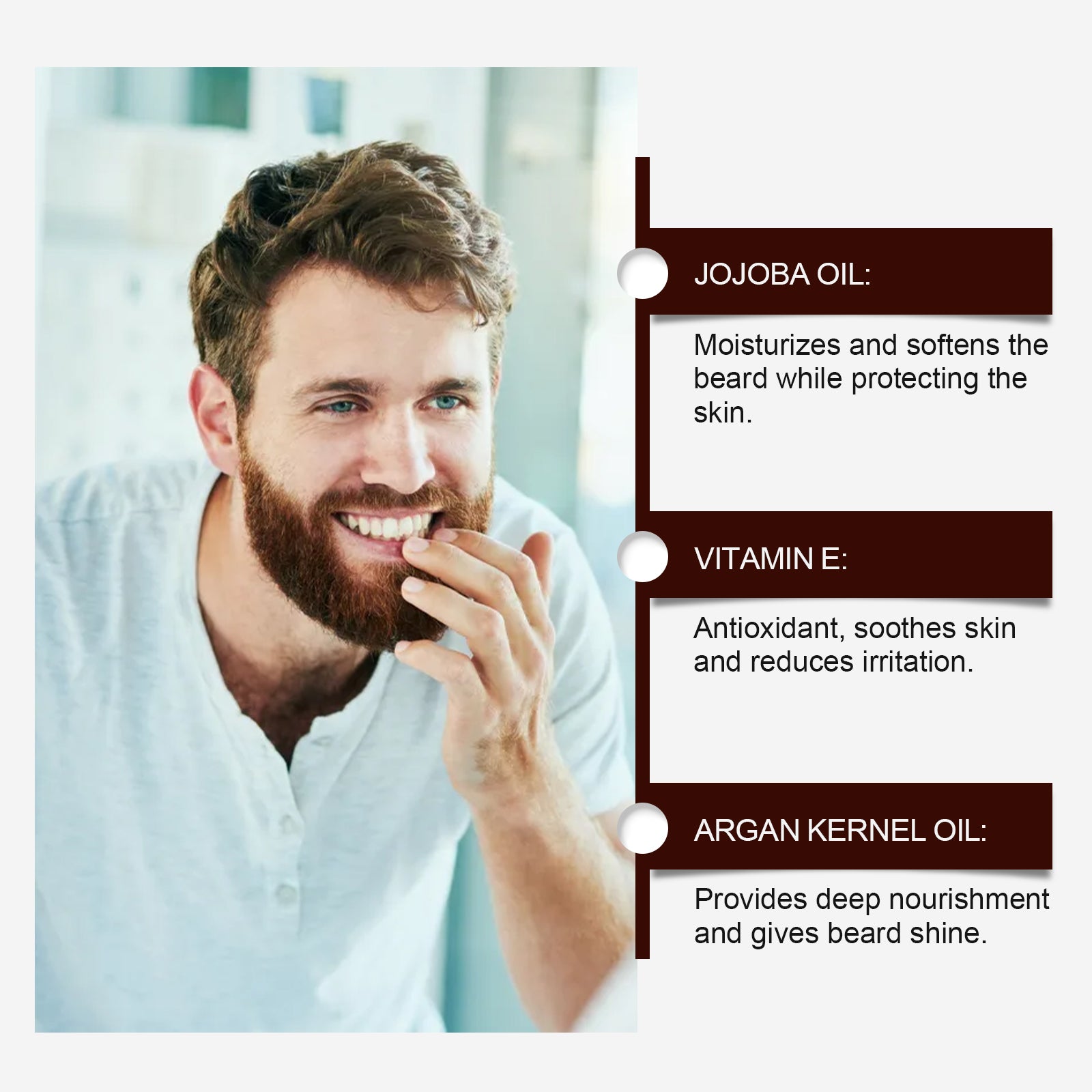 East Moon Men's Facial Hair Care Cream, Strong Beard Nourishing Thick Soft Bright Black Moisturizing Care