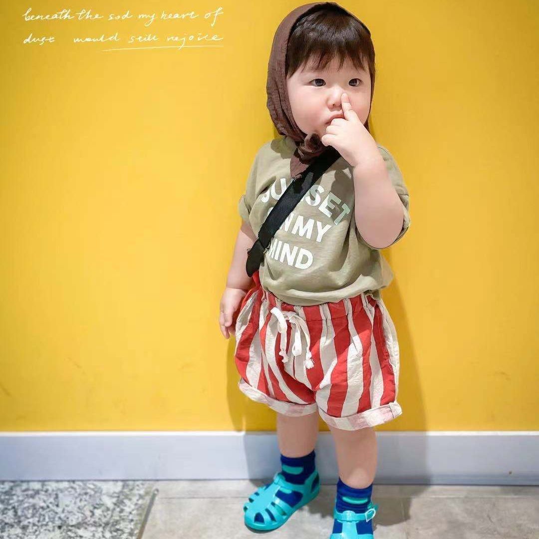 Girls' Pants Striped Cropped Pants Loose