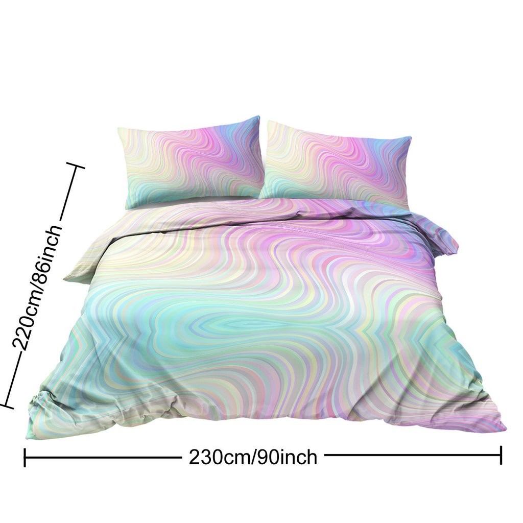 Girly Duvet Cover Rainbow Glitter Ombre Bedding Sets 3 Pcs Chic Purple Blue Green Pastel Bed Spreads Sparkle Quilt Cover Set With 2 Pillow Shams