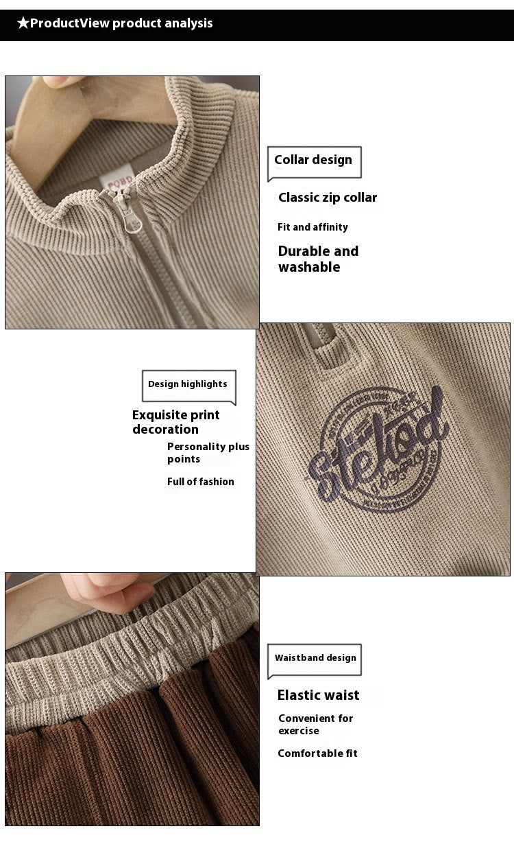 Boys' Minimalist Printed Hoodie And Pants Set