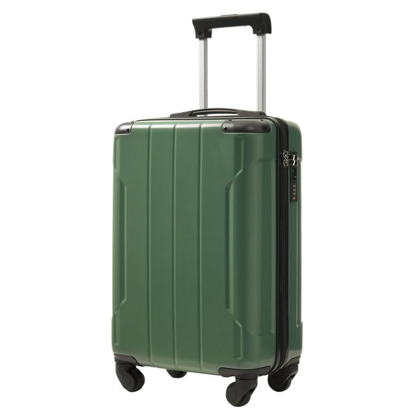 20-Inch Hardshell Carry-On Luggage, Lightweight Durable ABS Suitcase With Spinner Wheels, Built-in TSA Lock, 2 Packing Cubes, Green