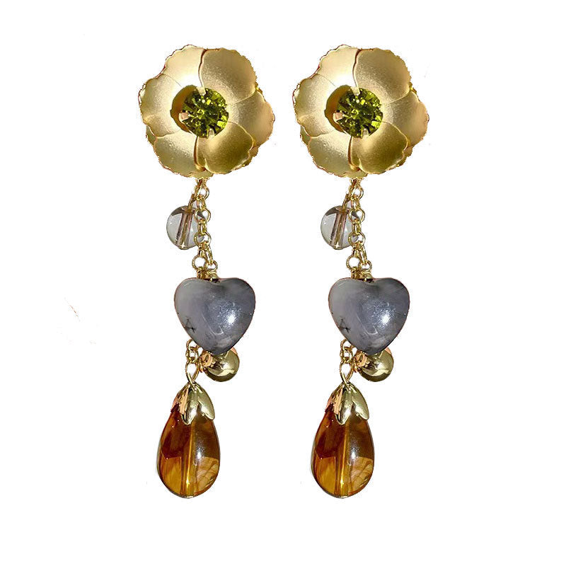 Diamond Flower Love High-grade Light Luxury Minority Earrings