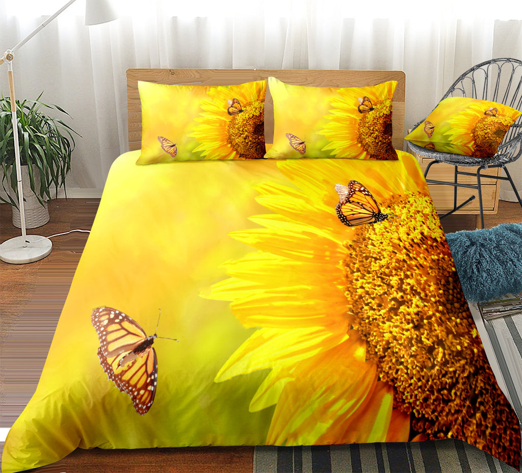 Flower home textile room bedroom bedding sunflower three or four pieces