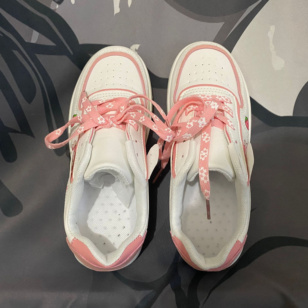 Girls Heart Thick Sole Versatile Strawberry Bear Casual Sneakers