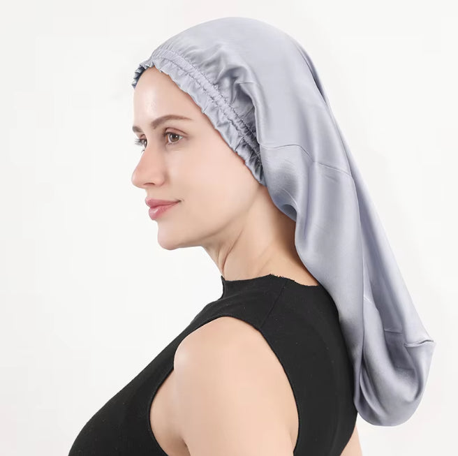 Sleeping cap mulberry silk long hair cap fungus side length cylindrical cap