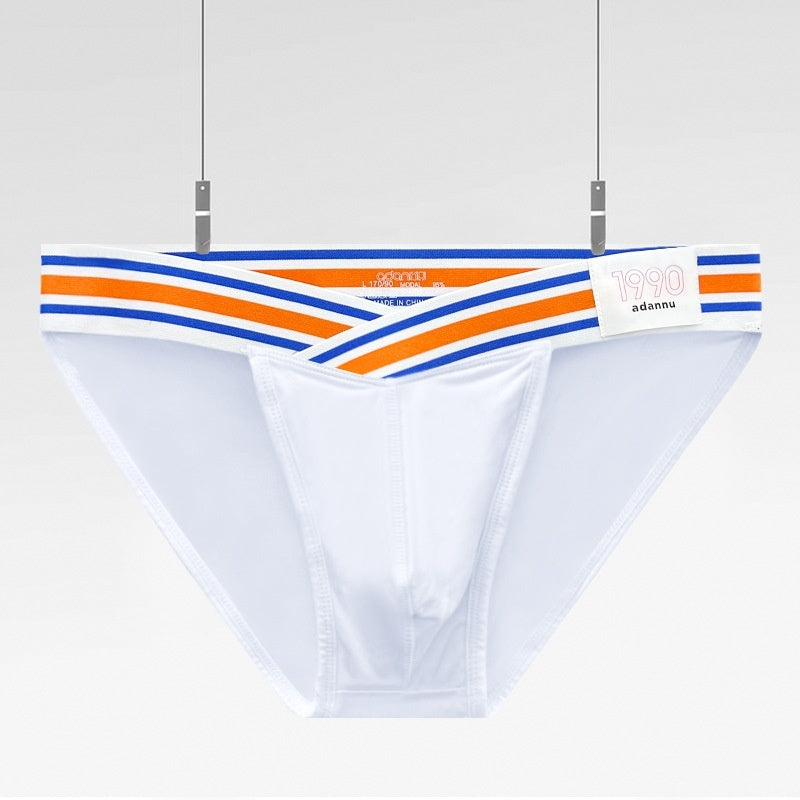 Solid Color High Fork Low Waist Briefs Full Package Hip Bulge