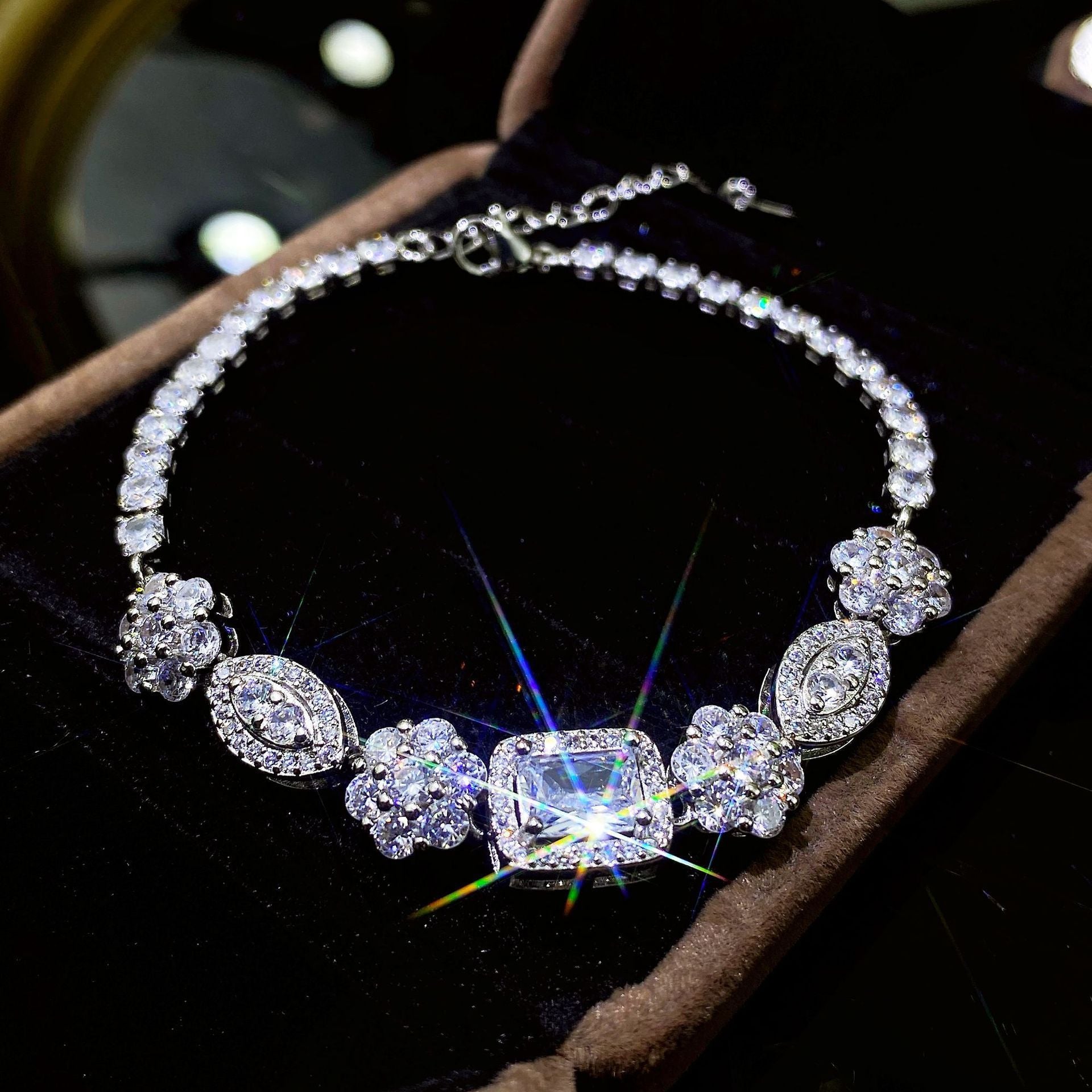 Women's S925 Sterling Silver-plated Diamond Bracelet