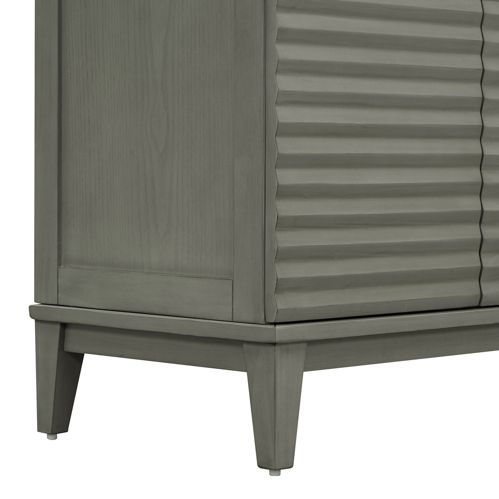 TREXM side panel with 4-door large storage buffet, adjustable shelves and metal handles (antique gray)
