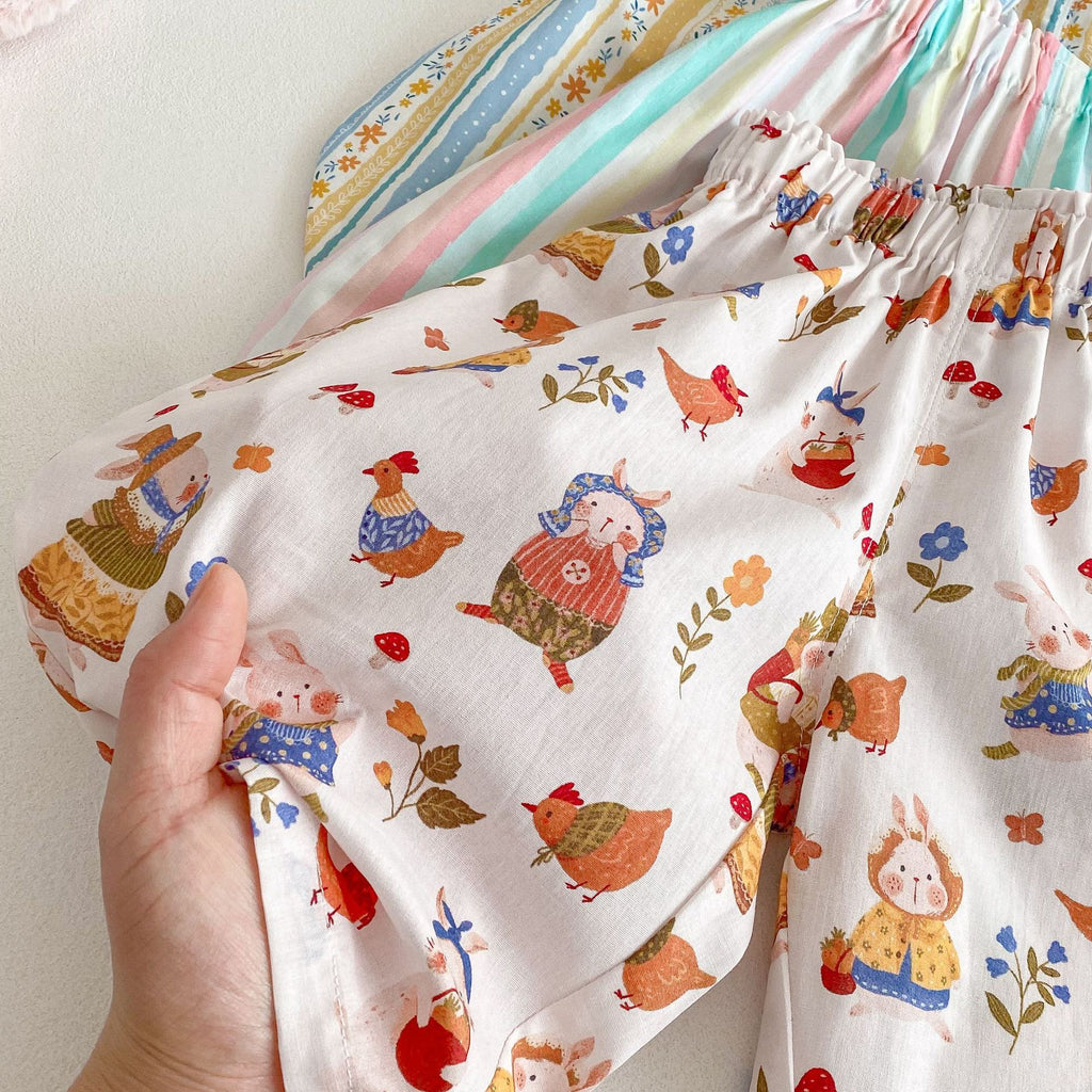 Girls' Anti-mosquito Pants Striped Floral Casual Pants