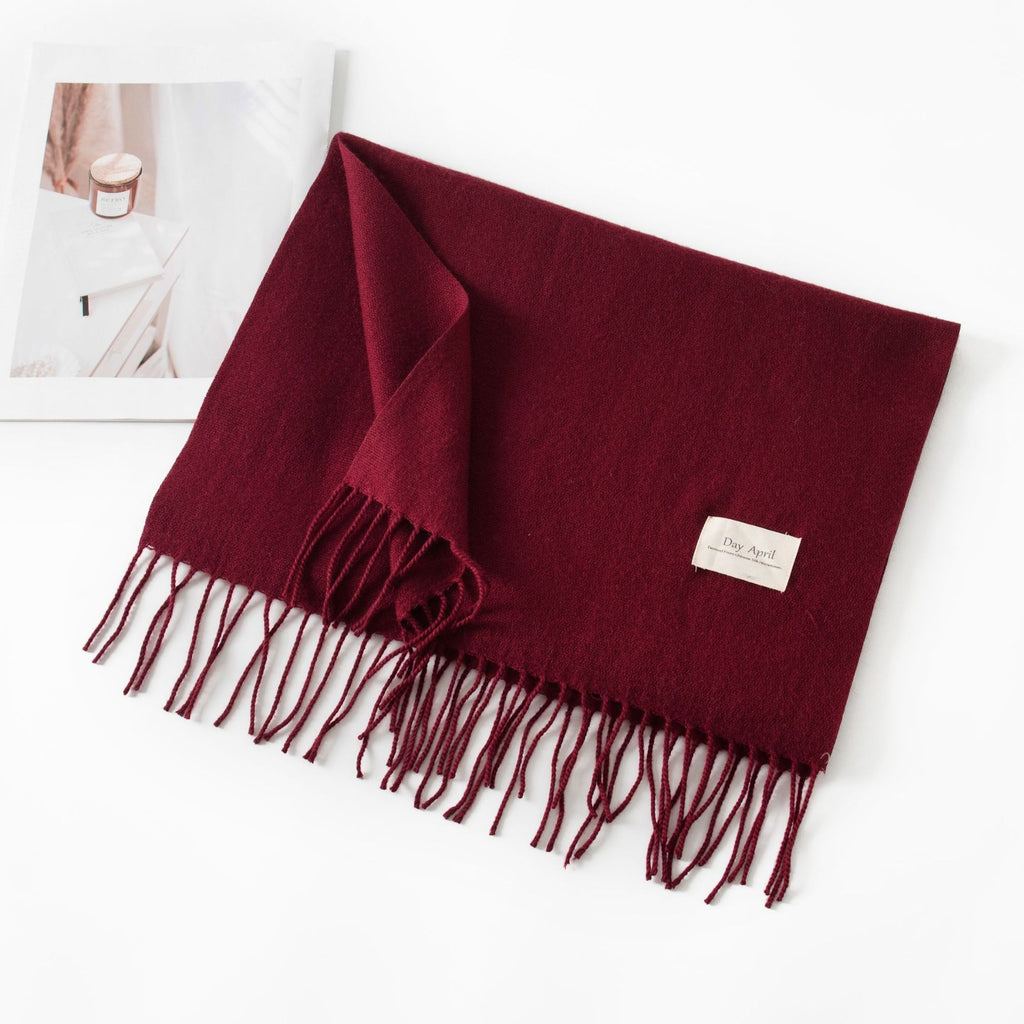 Cashmere Feel Solid Color Scarf for Women Imitation Cashmere Autumn Winter Atmosphere Korean Style Versatile Medium-Length Shawl Neck Warmer