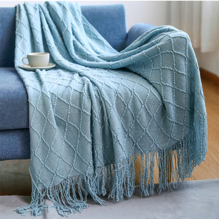 Diamond Flower Sofa Blanket Cover Blanket Bed End Blanket Knitted Air Conditioning Blanket Tassel Napping Blanket Multifunctional Decorative Blanket