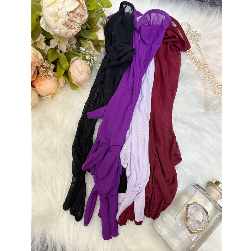 Purple Breathable Lace Sexy 55cm Gloves