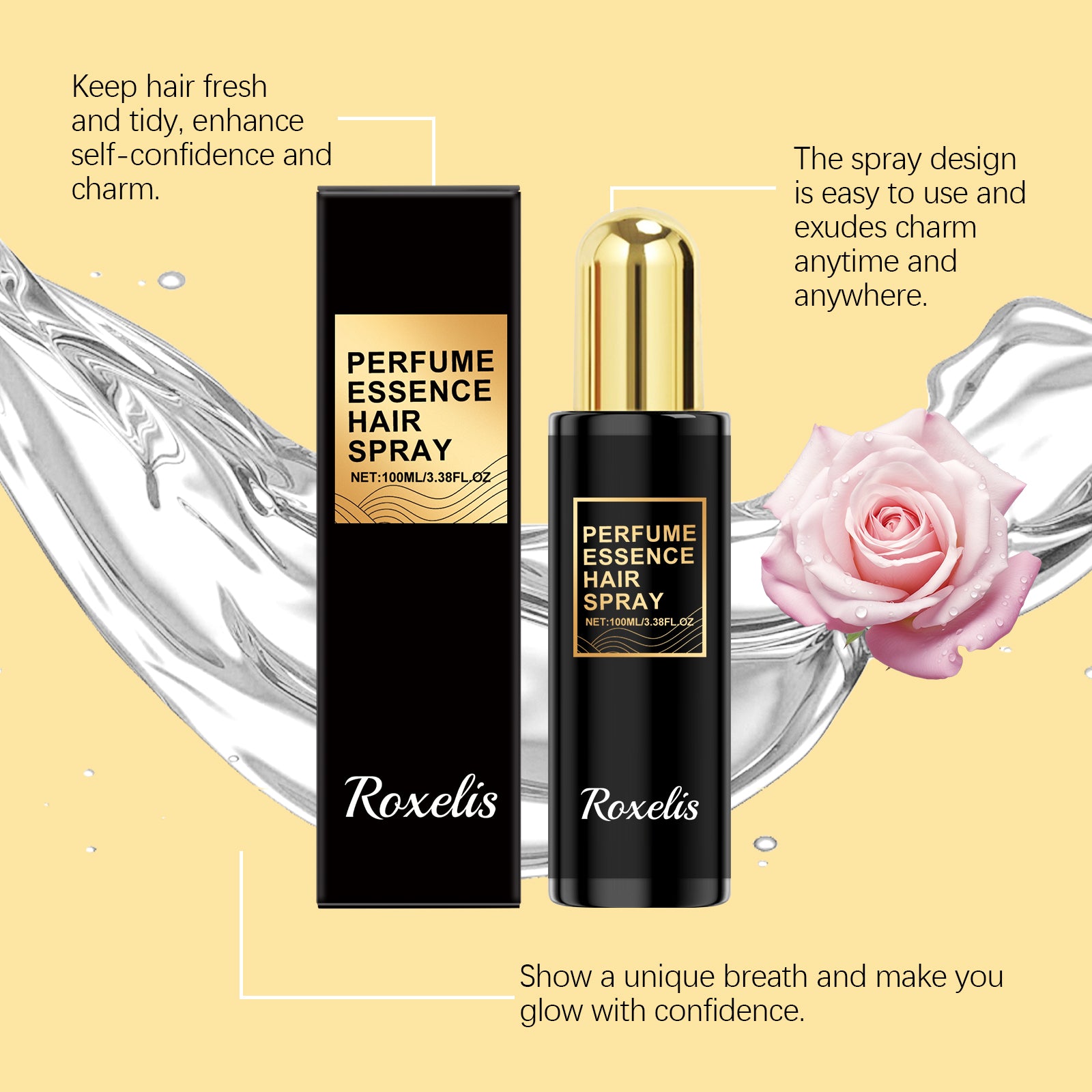 Roxelis Perfume Hair Care Essential Oil Spray Soft Care Hair Moisturizing Smooth Moisturizing Hair Luster Care Hair