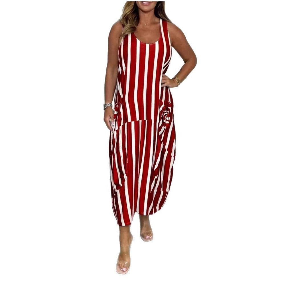 Women's Fashion Striped Sleeveless Long Dress
