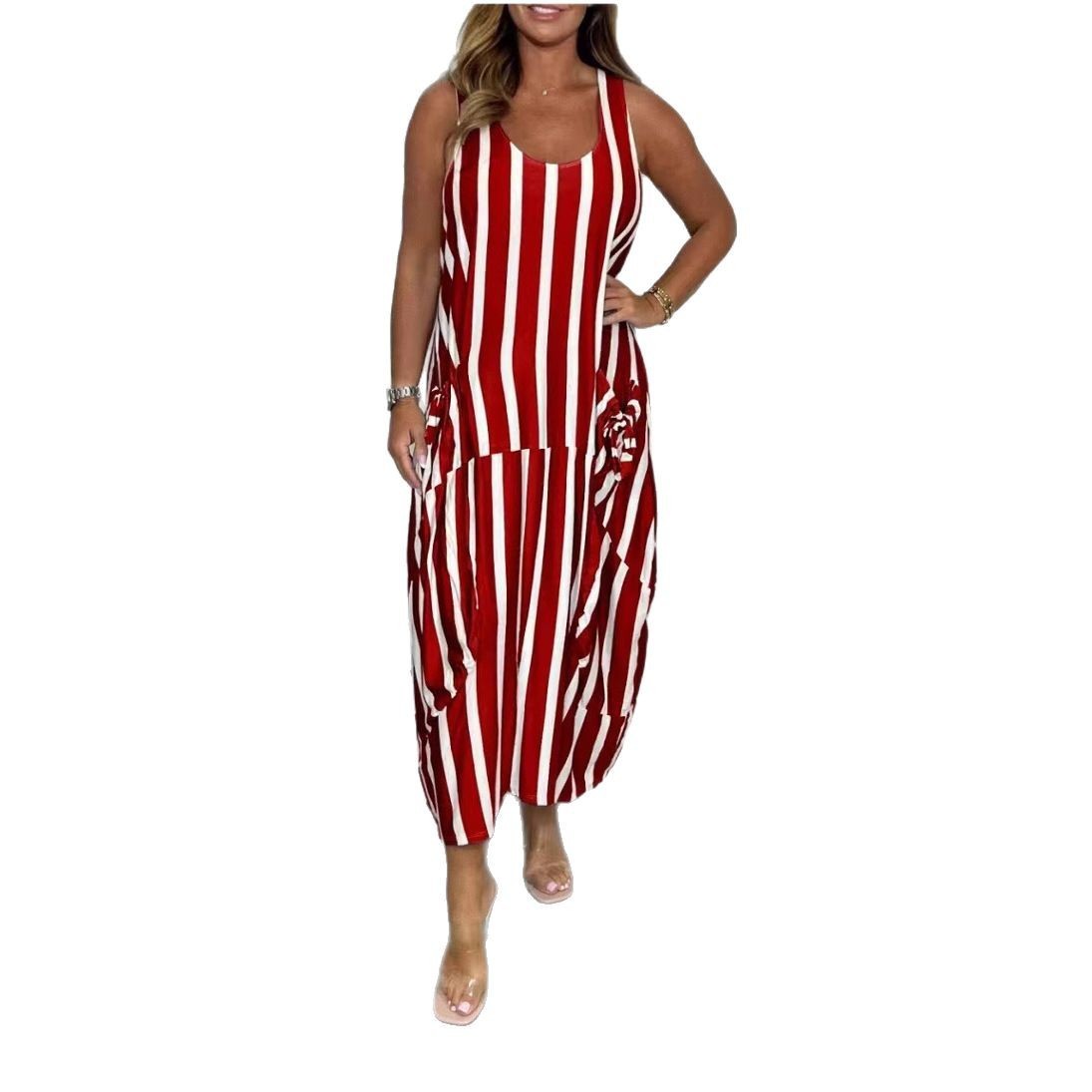 Women's Fashion Striped Sleeveless Long Dress