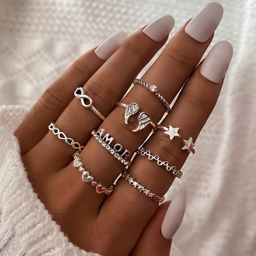 Fashion Personality Butterfly Snake Ring Suit Combination Opening