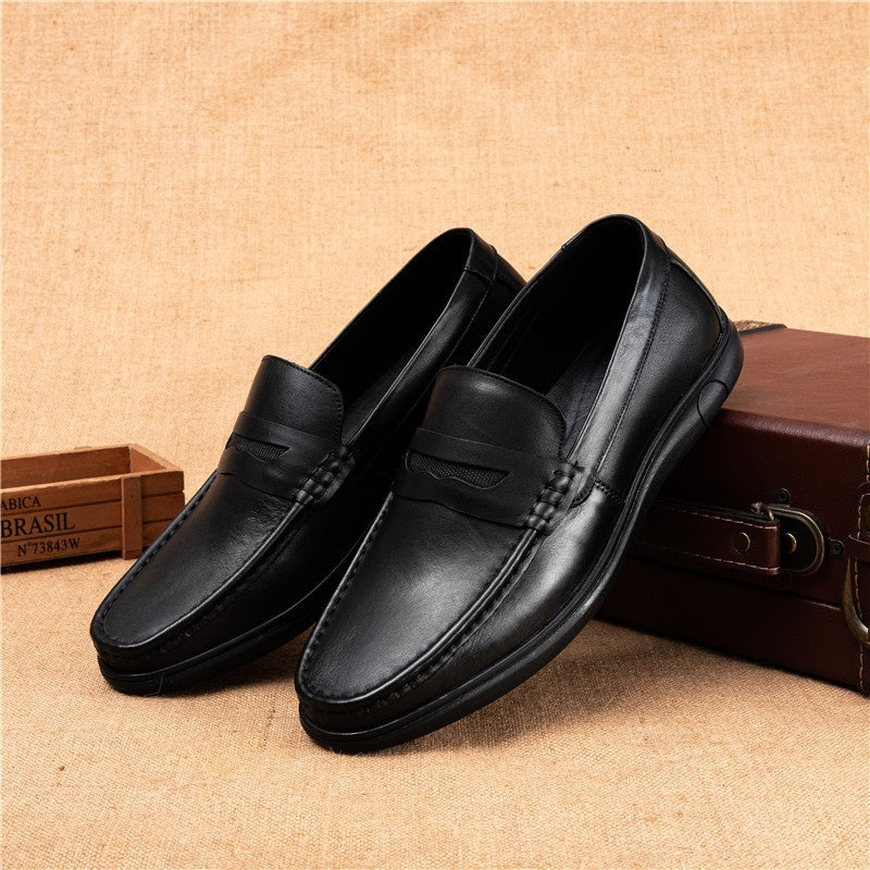 Leather Shoes Men's Autumn New Flat Heel Soft Bottom
