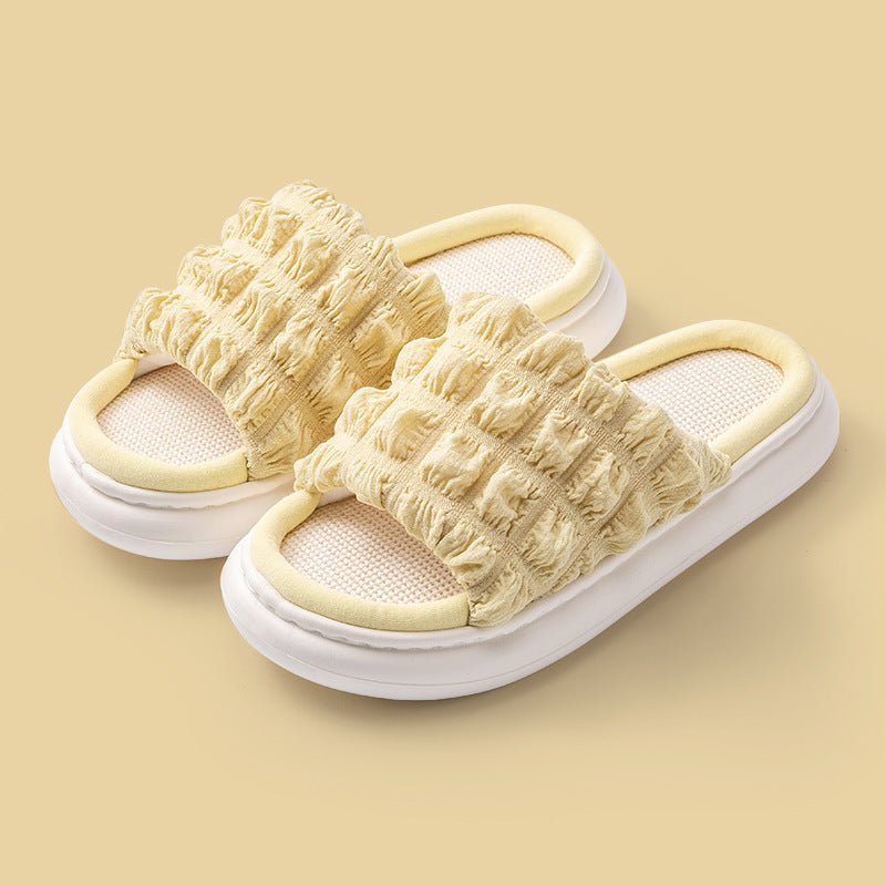 EVA Thick-soled Linen Slippers Women's Mute Soft-soled Slippers