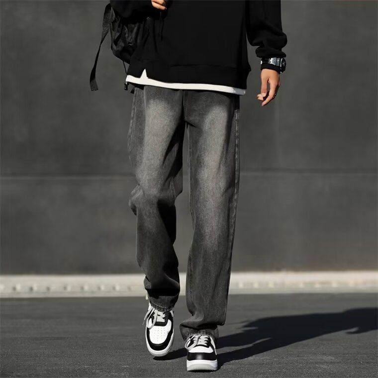 Men's Spring American Smoky Black Jeans