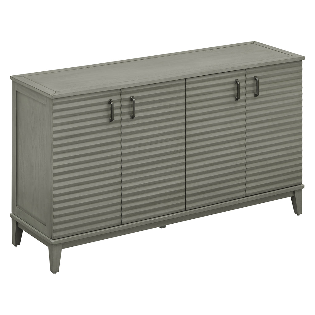 TREXM side panel with 4-door large storage buffet, adjustable shelves and metal handles (antique gray)