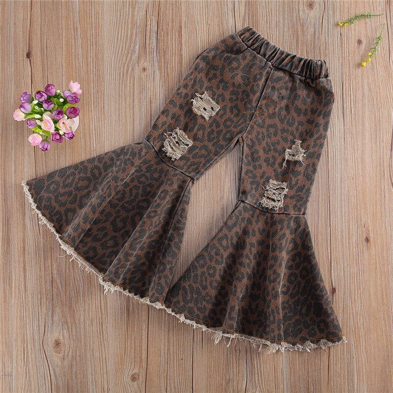 Girls leopard-print flared pants