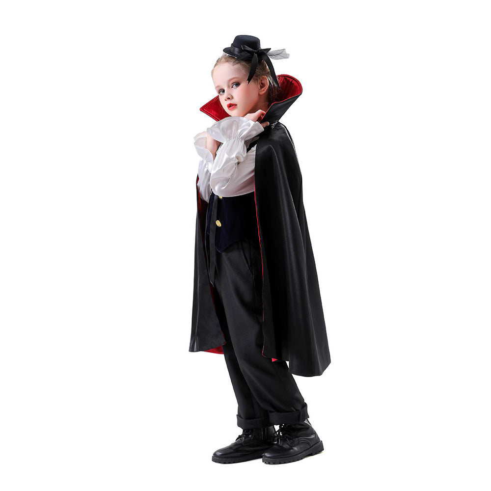 Halloween cosplay costume stage wear children's hooded cloak cape, Grim Reaper vampire