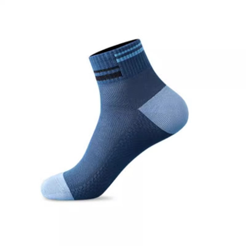 Mesh Breathable Solid Color Polyester Cotton Short Tube Massage Footbed Athletic Socks