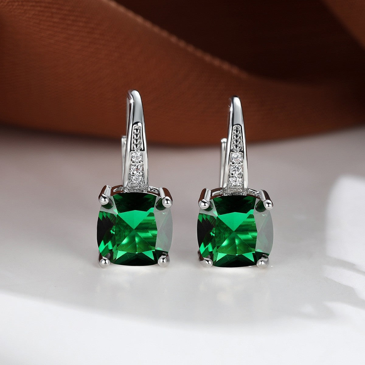 Square Zircon Inlaid Ear Hook Korean Style Fashion All-matching