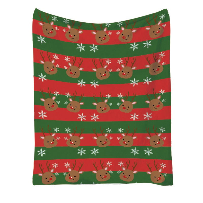 Christmas Flannel Printed Blanket Office Nap Blanket Throw Blanket Air Conditioning Blanket