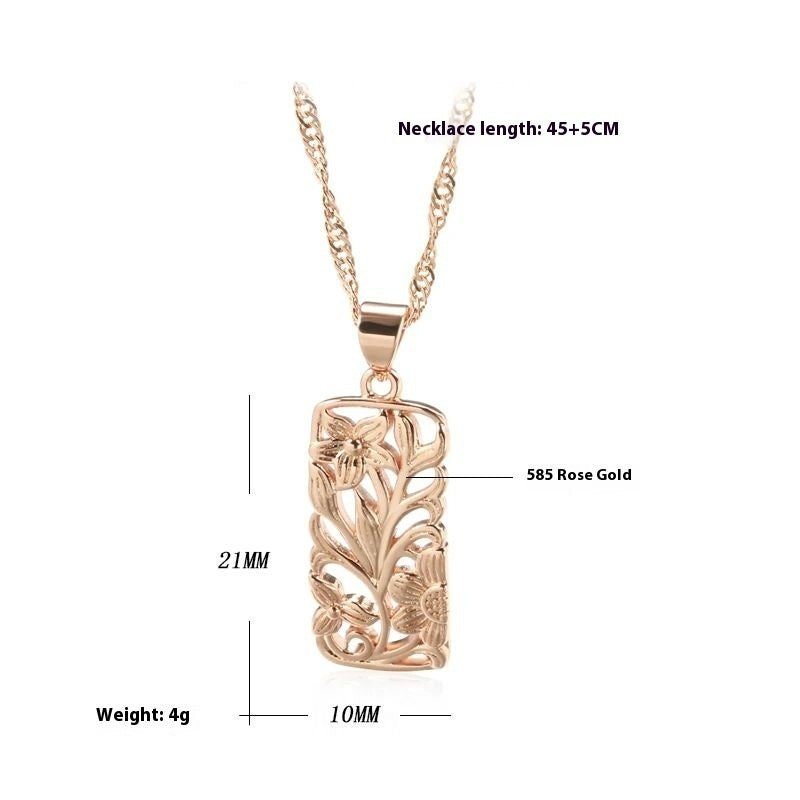 Lady's Hollowed-out Flower Pendant On The Collarbone