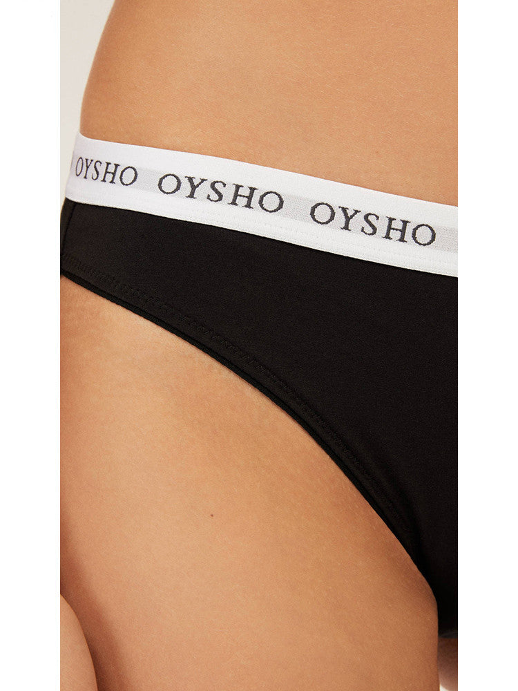 Black Cotton Classic Casual Mid-waist Bag Hip Briefs Briefs Women