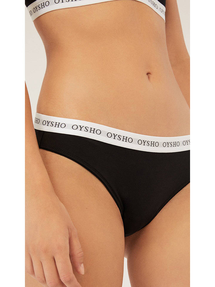 Black Cotton Classic Casual Mid-waist Bag Hip Briefs Briefs Women