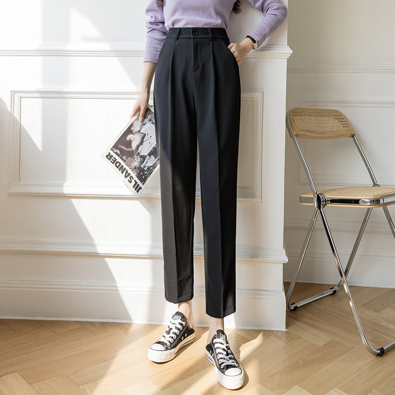 Nine Point Suit Pants Women"s Spring And Summer New High Waist Slim Loose Straight Pants Versatile Casual Harlan Pipe Pants