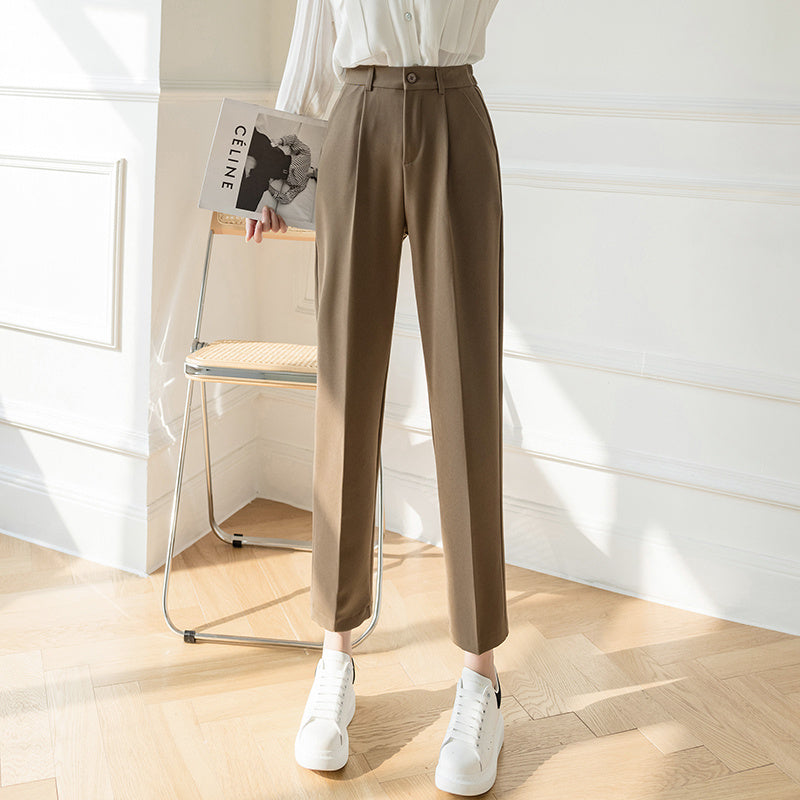 Nine Point Suit Pants Women"s Spring And Summer New High Waist Slim Loose Straight Pants Versatile Casual Harlan Pipe Pants
