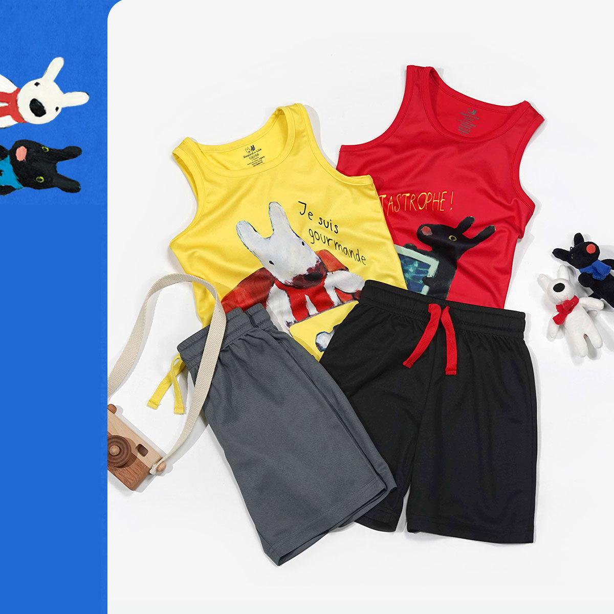 Summer Vest Shorts Suit Boy Print Sleeveless Two-piece Suit