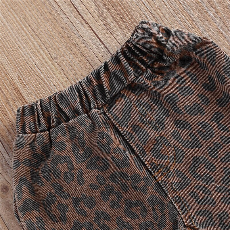 Girls leopard-print flared pants