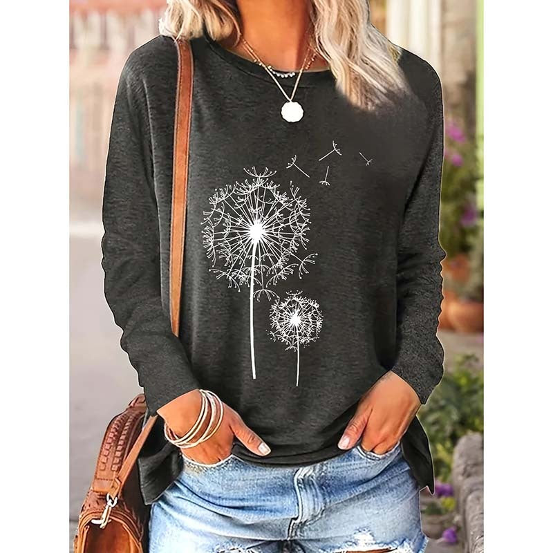 2 Pack Flowers Graphic Long Sleeve Tees Shirts For Women Casual Loose Fitted Tshirts Boho Wildflower Trendy Tops
