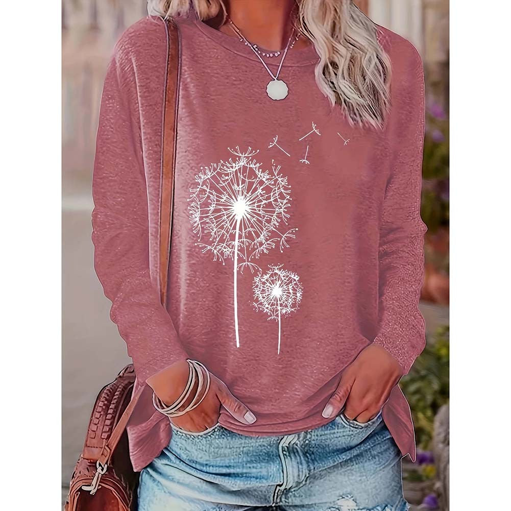 2 Pack Flowers Graphic Long Sleeve Tees Shirts For Women Casual Loose Fitted Tshirts Boho Wildflower Trendy Tops