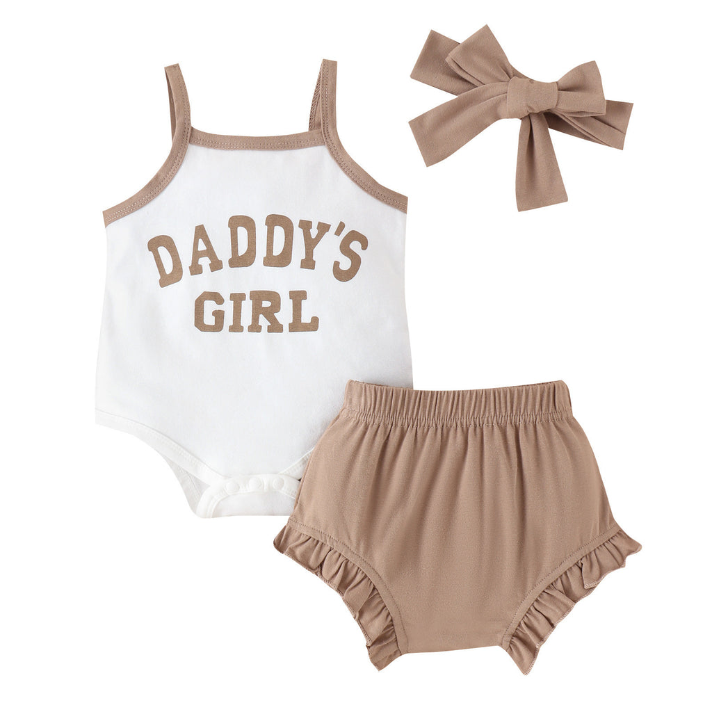 Girls' Letter Camisole Shorts Suit Summer