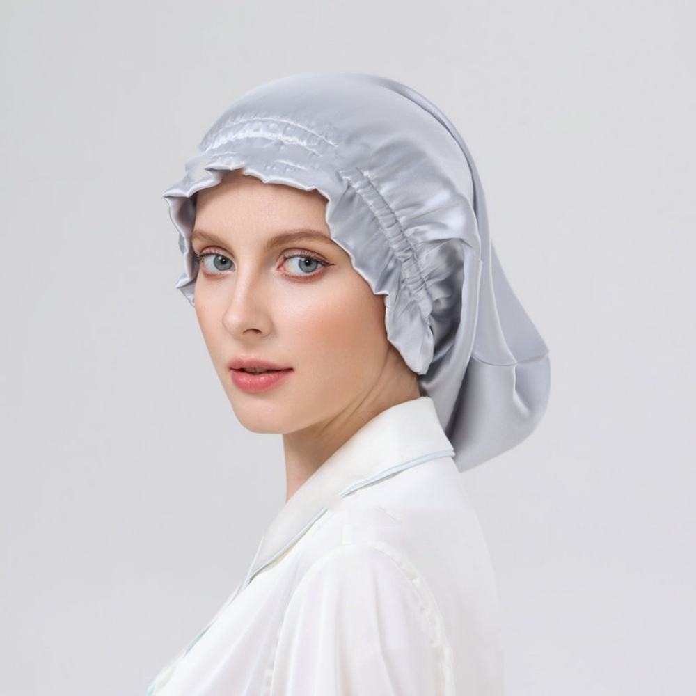 Long sleep cap long tube hat black fungus lace women's home care long hair cap