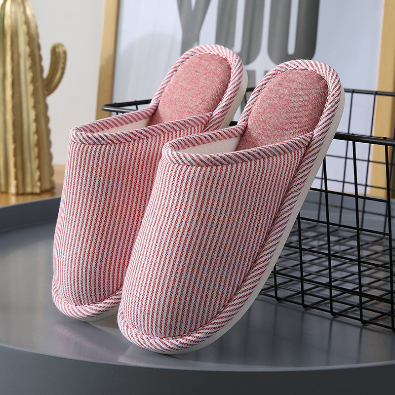 Household Stripes Home Indoor Non Slip Cotton Slippers
