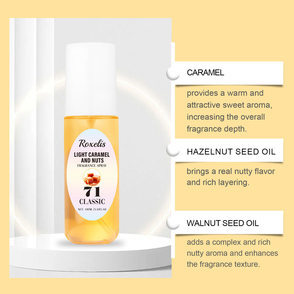 Roxelis Light Caramel Body Spray Long-Lasting Fresh Fragrance For Body Fragrance Light Perfume For Body Spray