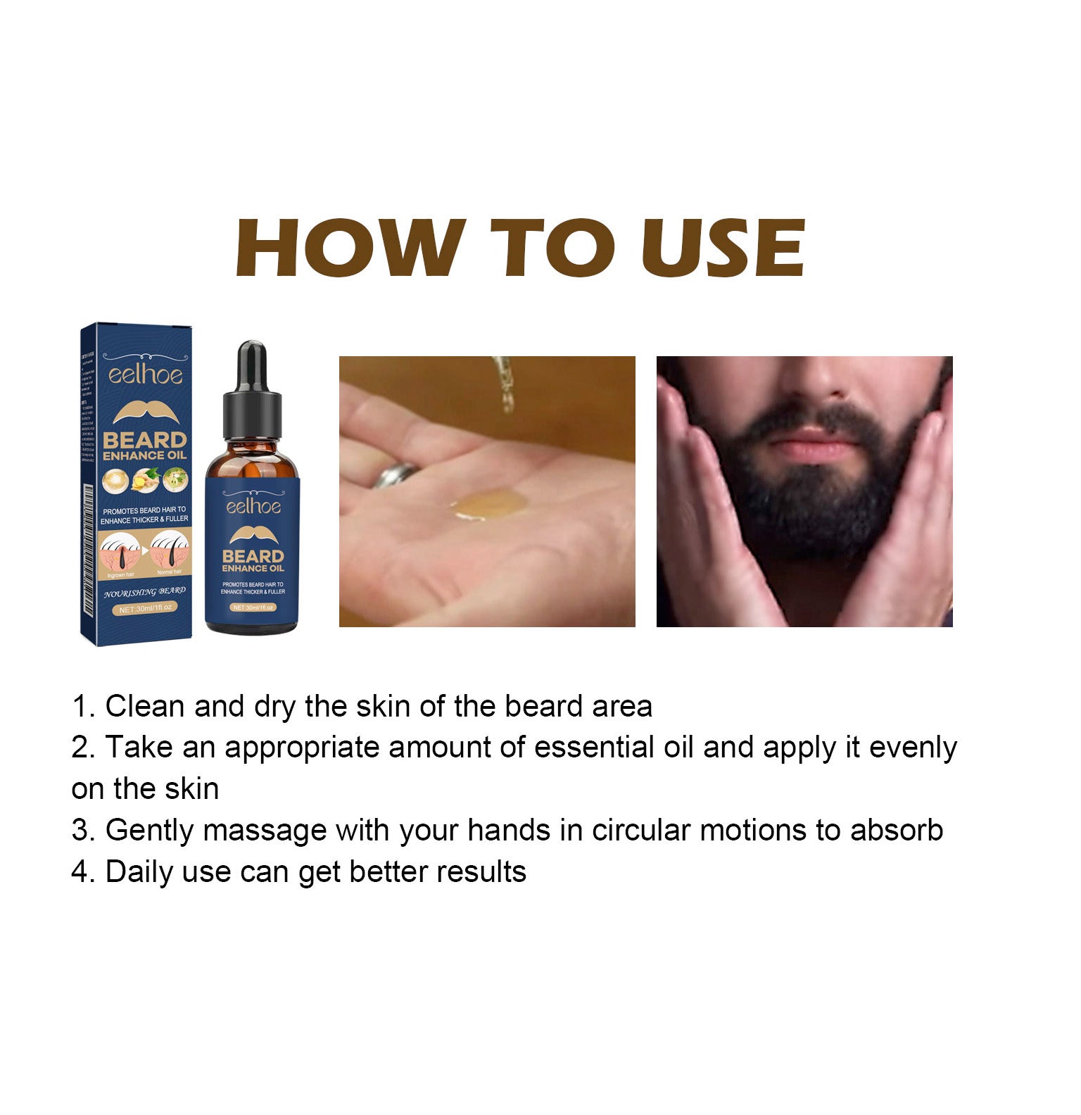 Facial Hair Care Oil Strengthens Root And Moisturizes And Brightens Men's Facial Hair