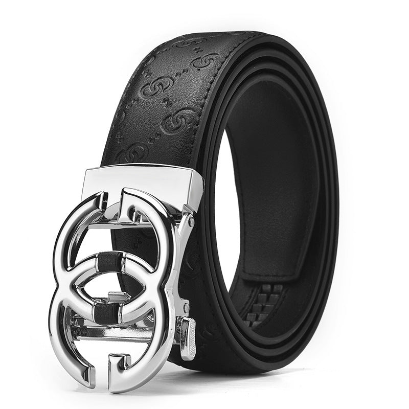 Men's Genuine Leather Alloy Automatic Buckle Versatile Korean Business Casual Fashion Belt