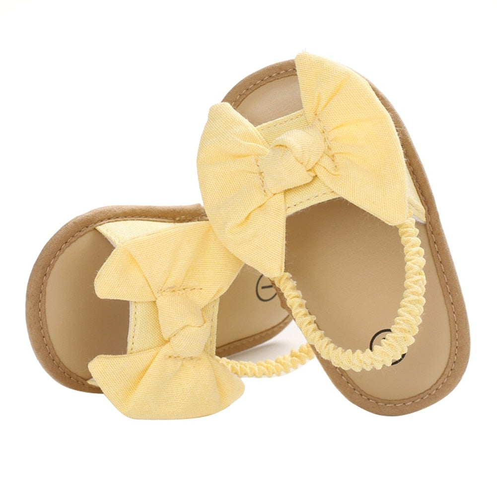 Baby Girls Bow Knot Sandals Cute Summer Soft Sole Flat Princess Shoes Infant Non-Slip First Walkers